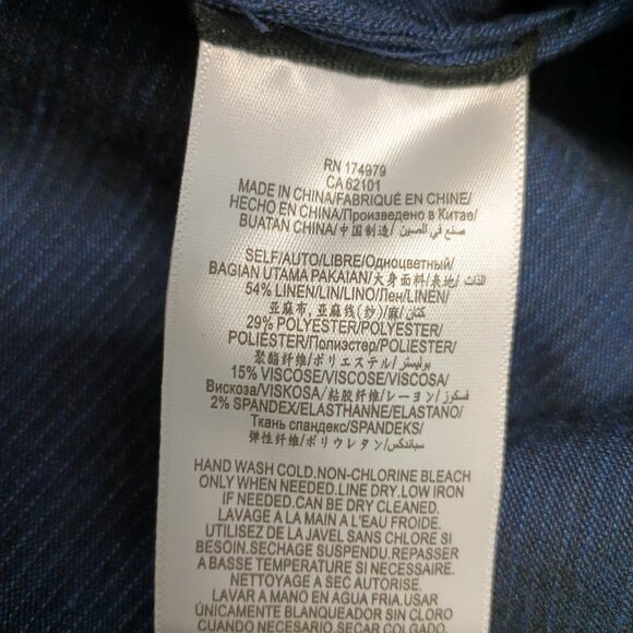 BCBG Maxazria Women's 100% Linen Long Denim Navy Blue Split Tunic Blouse XXS - Picture 10 of 10